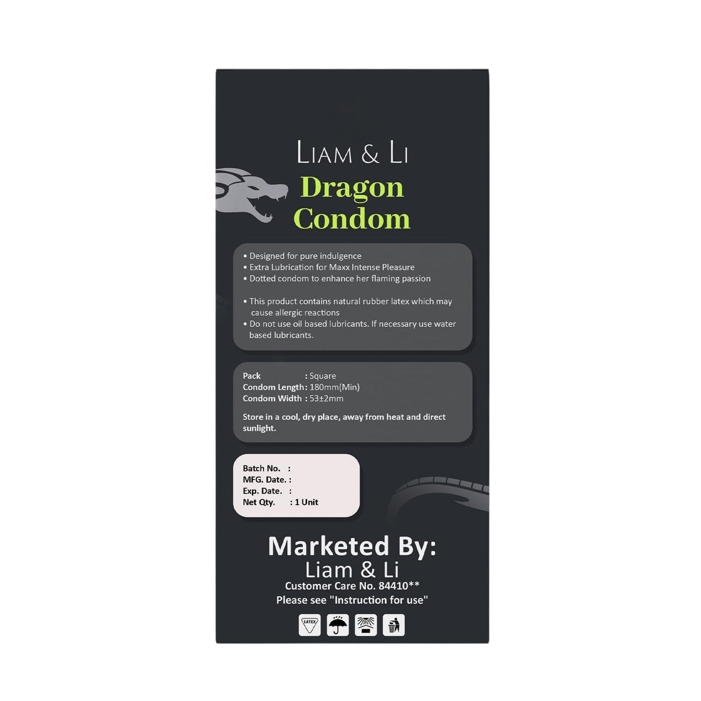 LIAM & LI Premium Size Dragon 7 Inch Condom For Men | Dragon condom 7 inch big size
