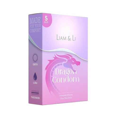LIAM & LI Dragon Premium Condom, Ultra Thin Delay, Extra Large, Unscented, Latex Free, 5 Inch, Adult Male