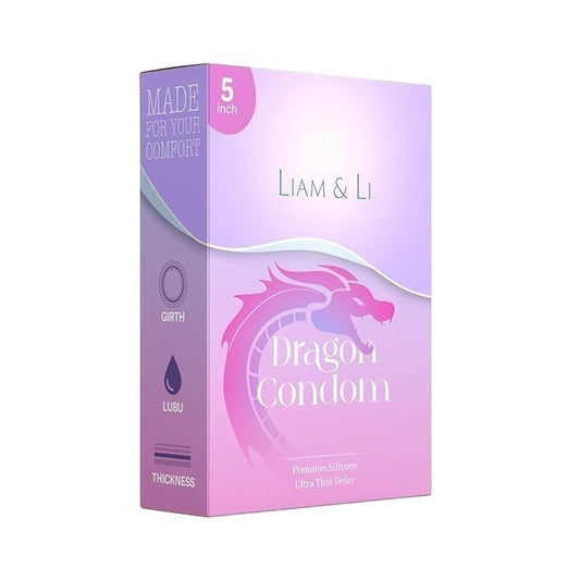 LIAM & LI Dragon Premium Condom, Ultra Thin Delay, Extra Large, Unscented, Latex Free, 5 Inch, Adult Male