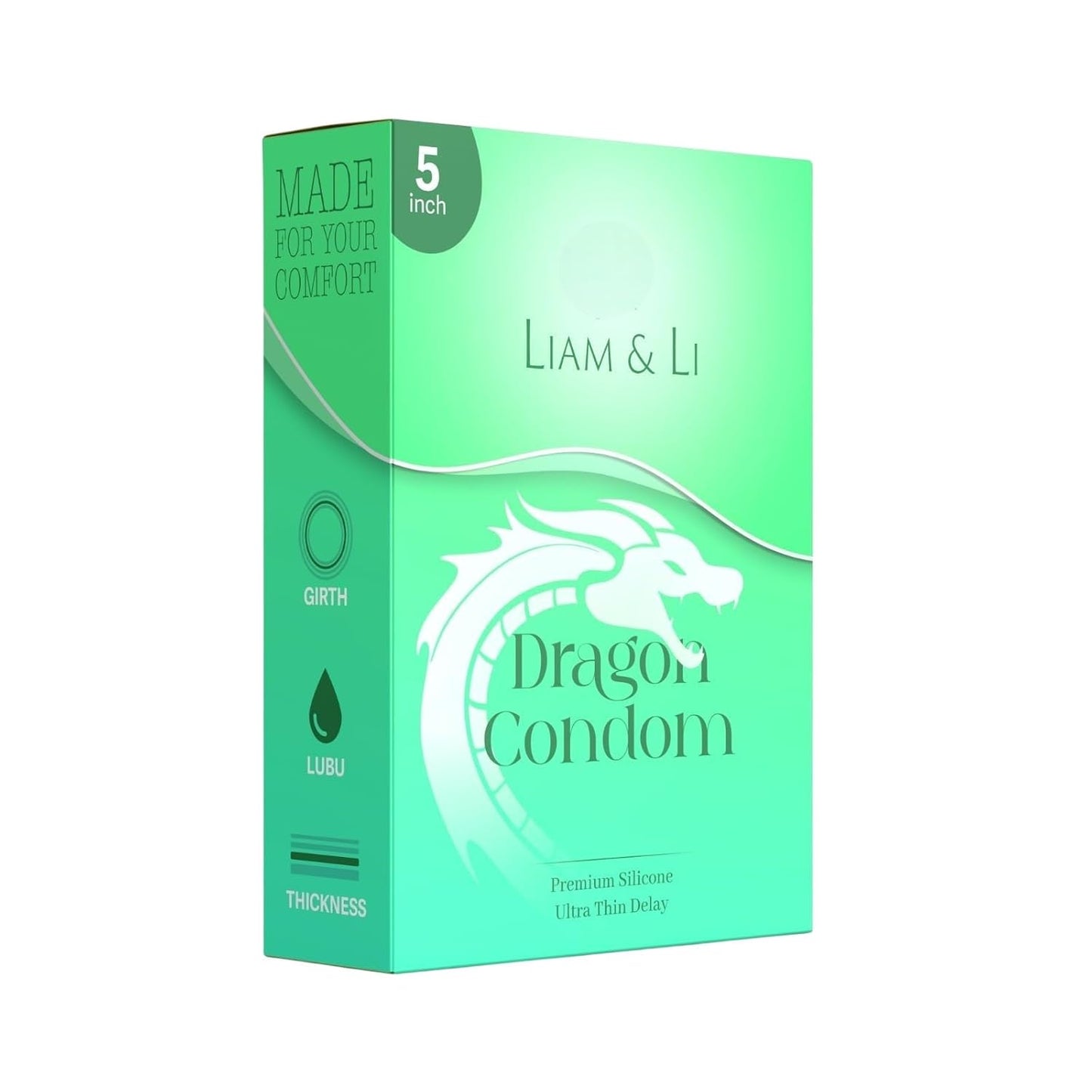 LIAM & LI Dragon Premium Condom, Ultra Thin Delay, Extra Large, Latex Free, Unscented