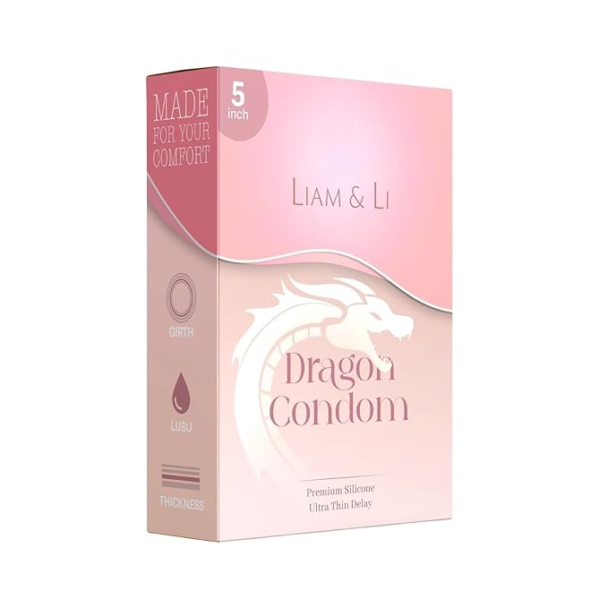 LIAM & LI Dragon Premium Condom, Ultra Thin Delay, Extra Large, Latex Free, Unscented, Male Adult Use