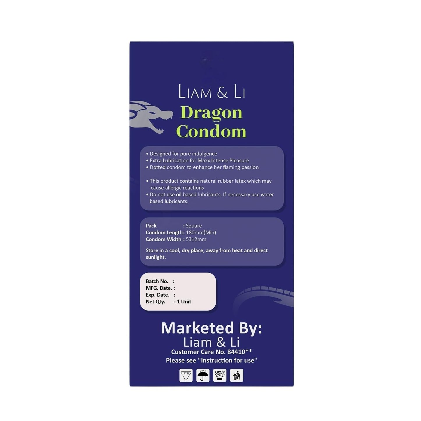 LIAM & LI Premium Size Dragon 5 Inch Condom For Men | Dragon condom 10 inch big size
