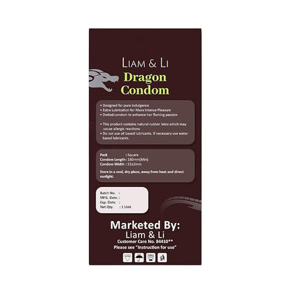 LIAM & LI Premium Size Silicone Dragon Condom for Men 6 Inch – Big Size Textured Condom – Skin-Friendly Silicone – Comfortable Fit – Single Piece Personal Protection