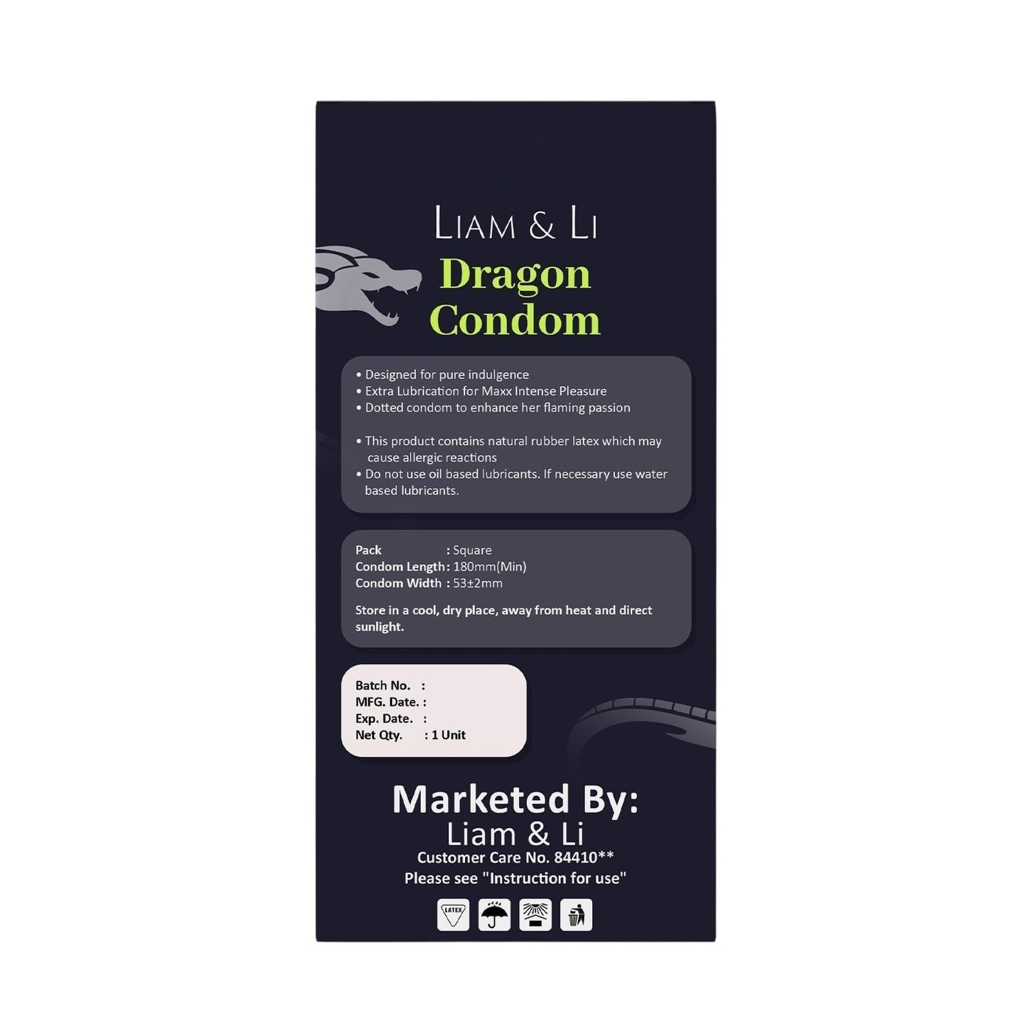 LIAM & LI Dragon condom for Men, Extra size ,Long Lasted, Ultra Soft, Original Big Size Extra Large Dragon Condom for Men