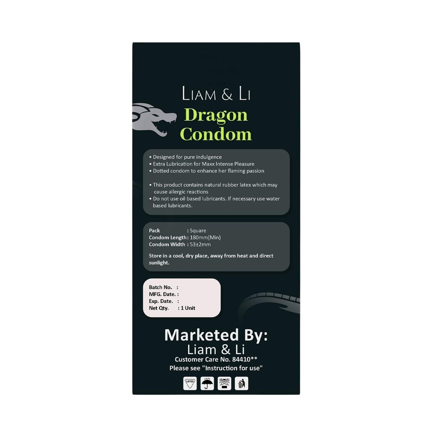LIAM & LI Dragon Condom, Premium, Ultra Thin Delay, 8 Inch