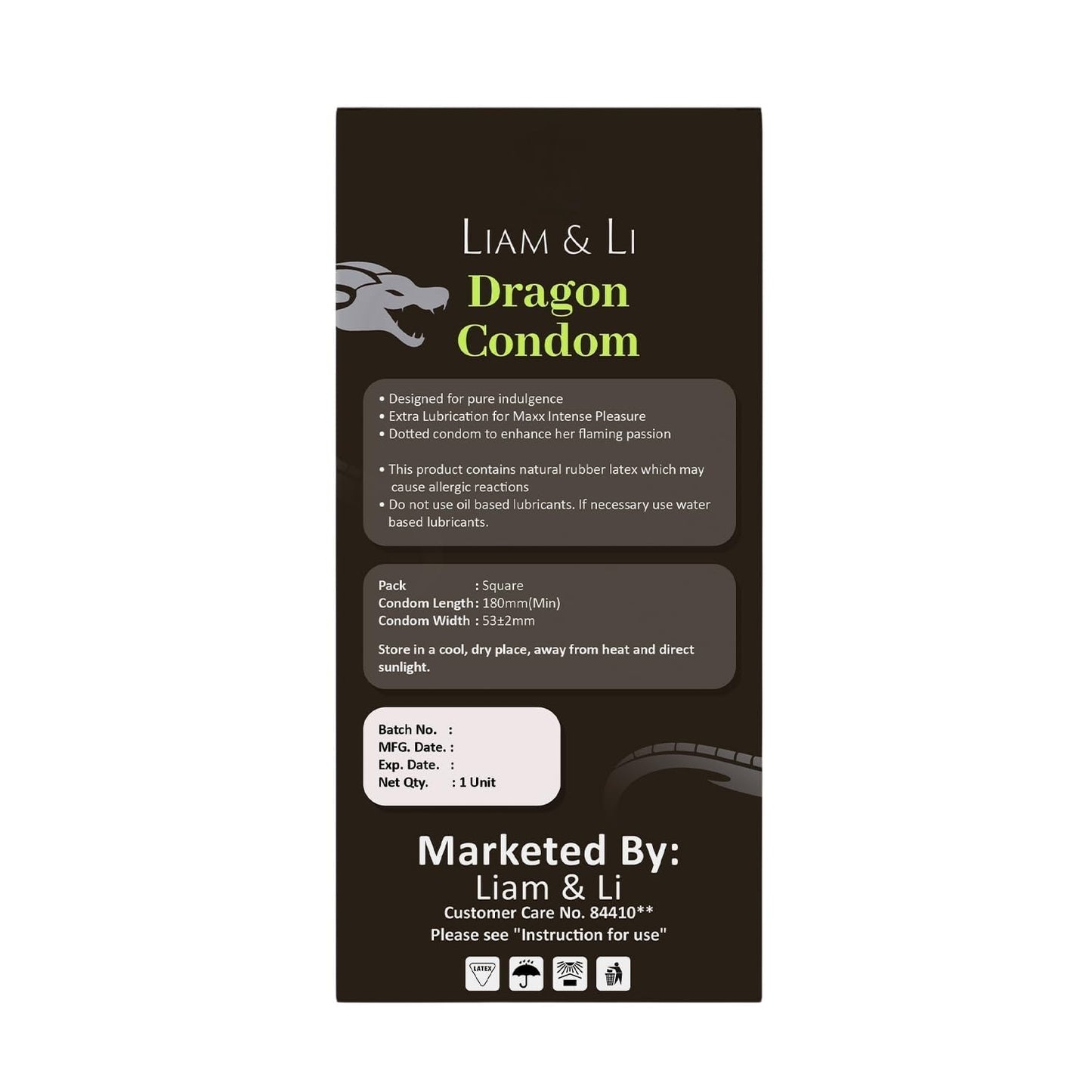 LIAM & LI Dragon Condom For Men 5-inch Durable Size Skin-Friendly Silicone Comfortable Fit – Single Piece | Ultra Soft | Long Lasted | Extra size