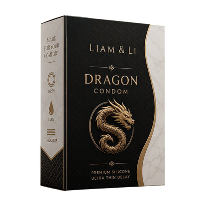 LIAM & LI Dragon Premium Condom, Ultra Thin Delay, Extra Large, Latex Free, Unscented